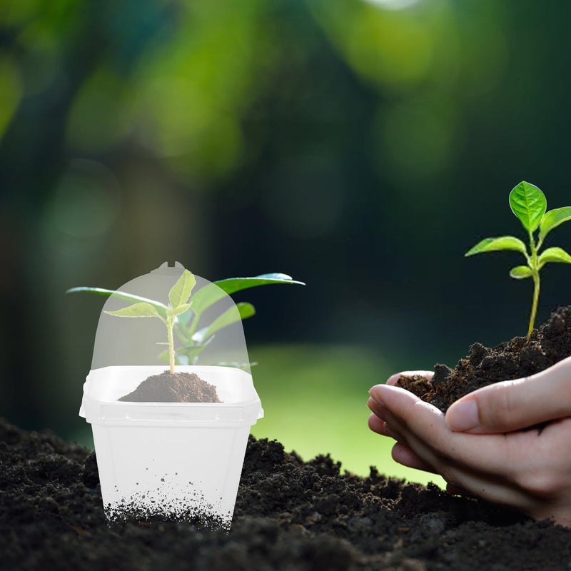 Kichvoe 5pcs Thickened Plastic Plant Germination Pots with Lids Semi Square Flowerpots for Seed Starting - Image 5